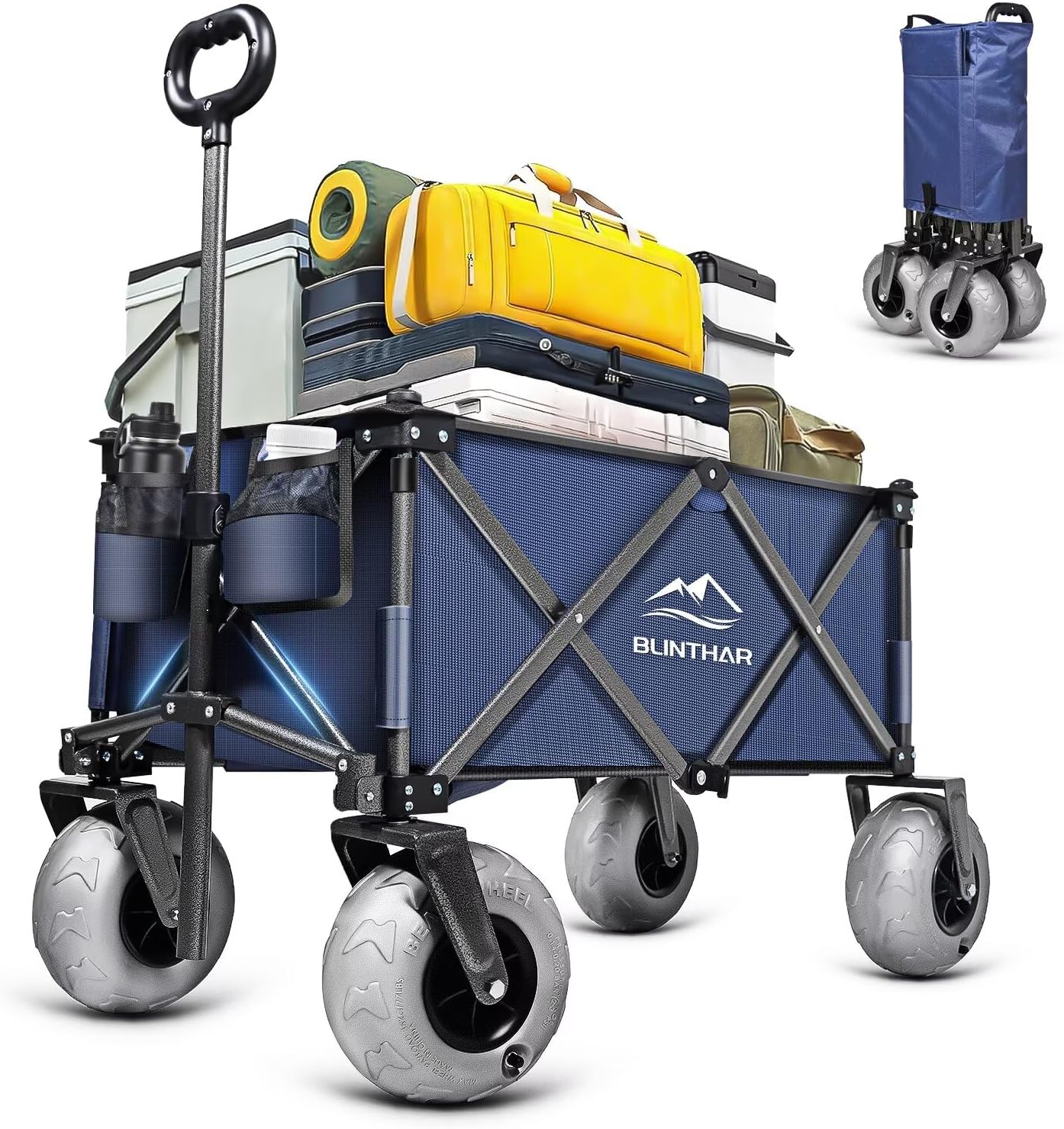 Outdoor Activities In Camping - Heavy Duty Collapsible Folding Wagon with