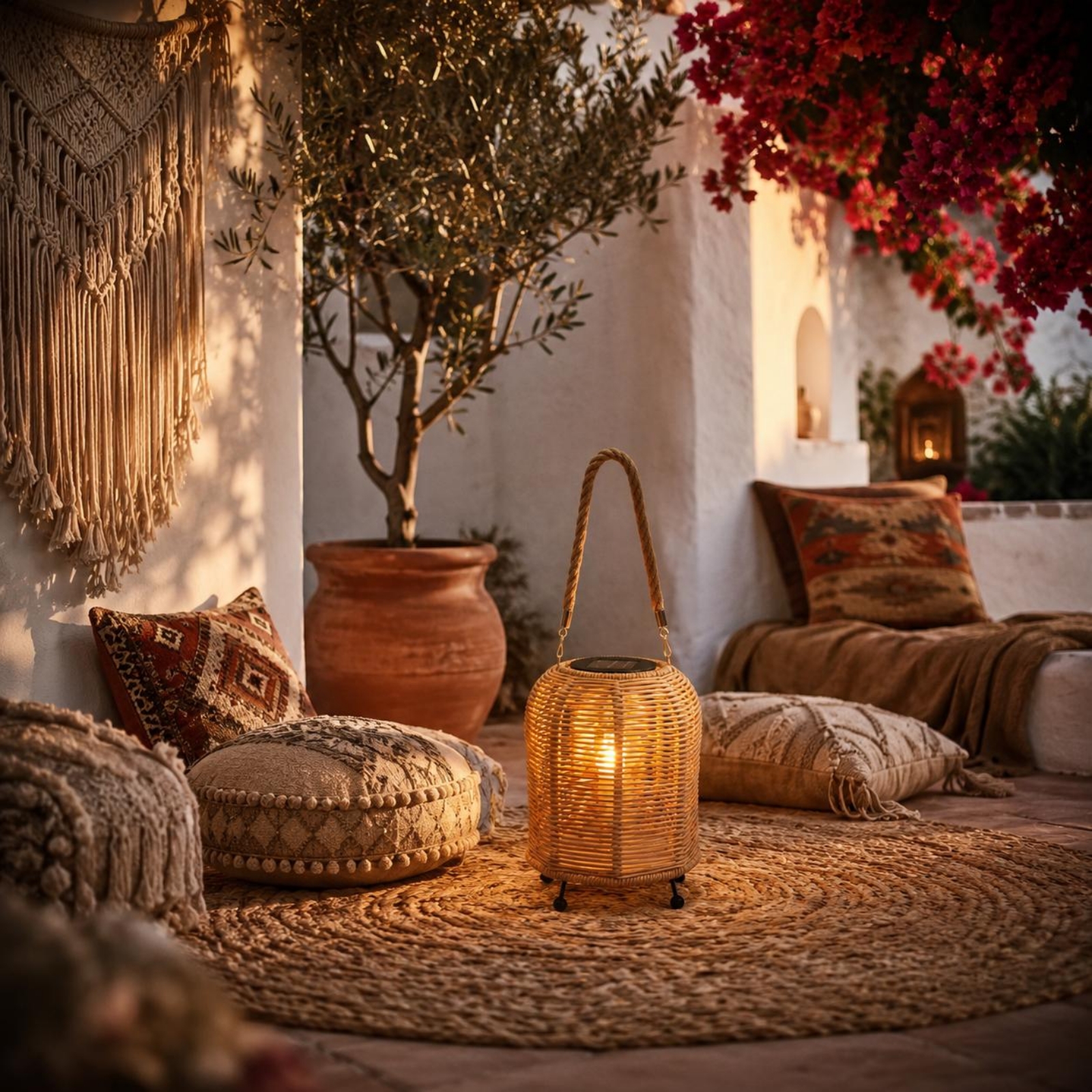 Camping Solar Lantern - Handwoven Solar Lantern Warm LED Handwoven