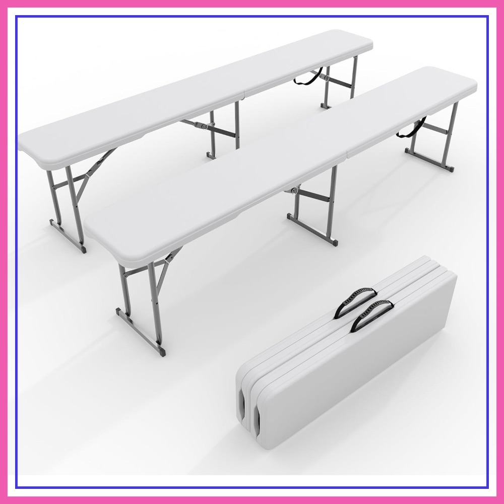 Outdoor Activities In Camping - 6FT Folding Bench 2 Pack, Portable