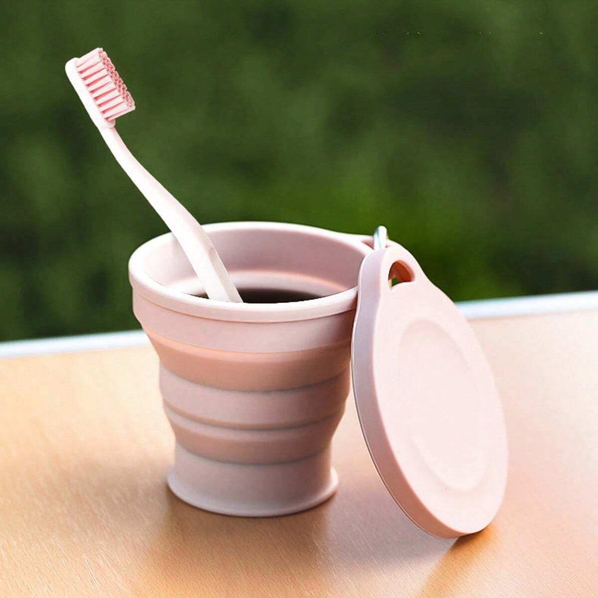 Outdoor Activities In Camping - 1pc Pink Collapsible Silicone Cup, Foldable