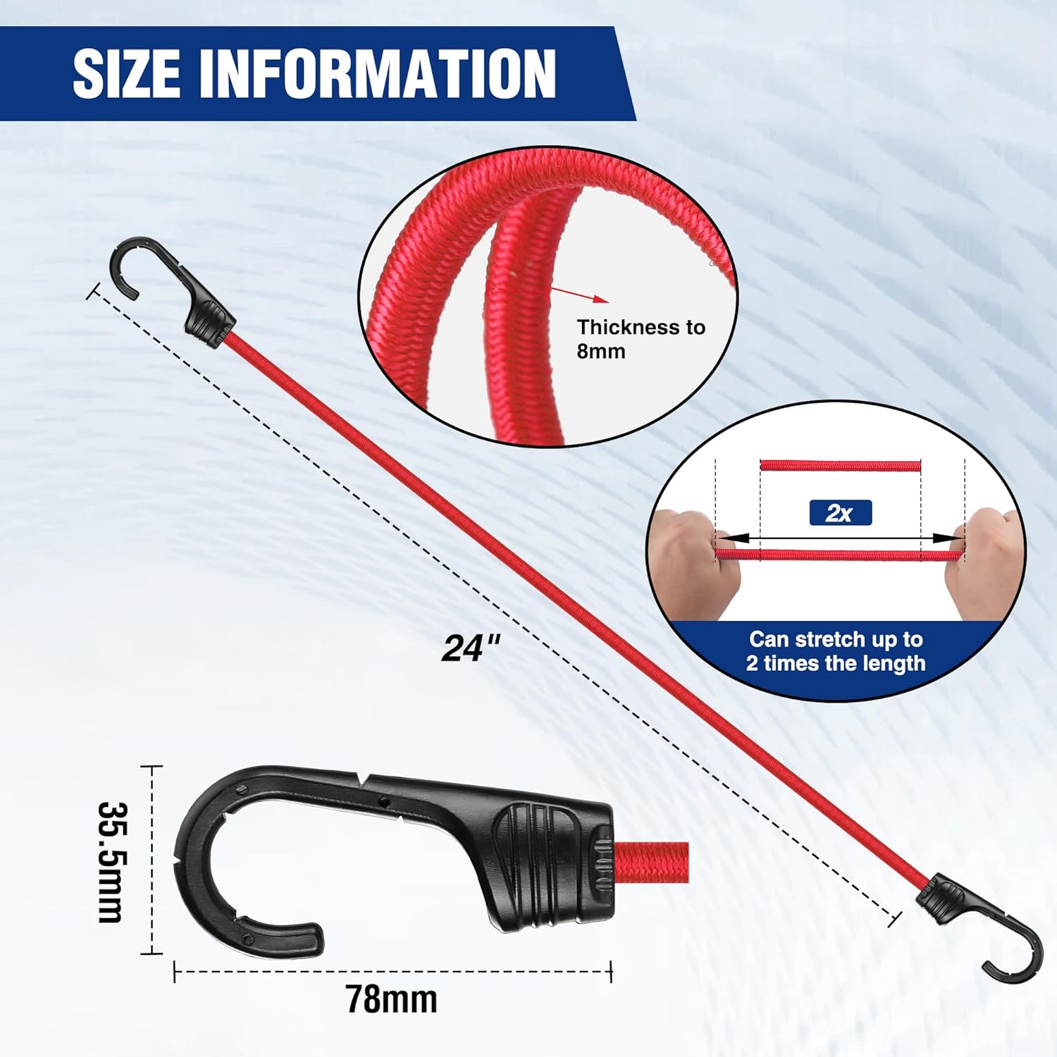 24 Inch Bungee Cords with Hook - Camping Rope 评论和价格