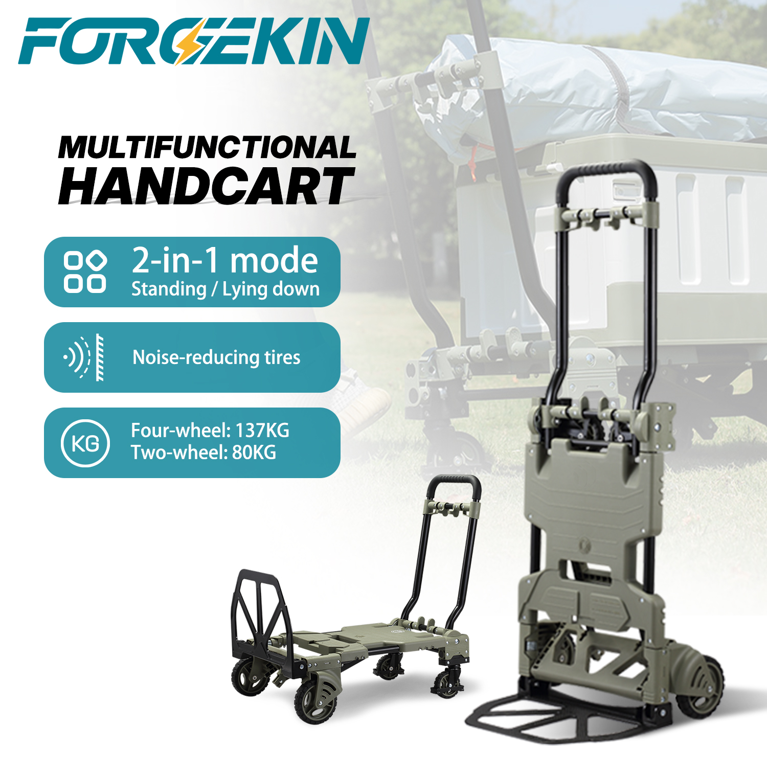 Wheeled Folding Cart Wagon Lar - Outdoor Camping Trolley 评论和价格