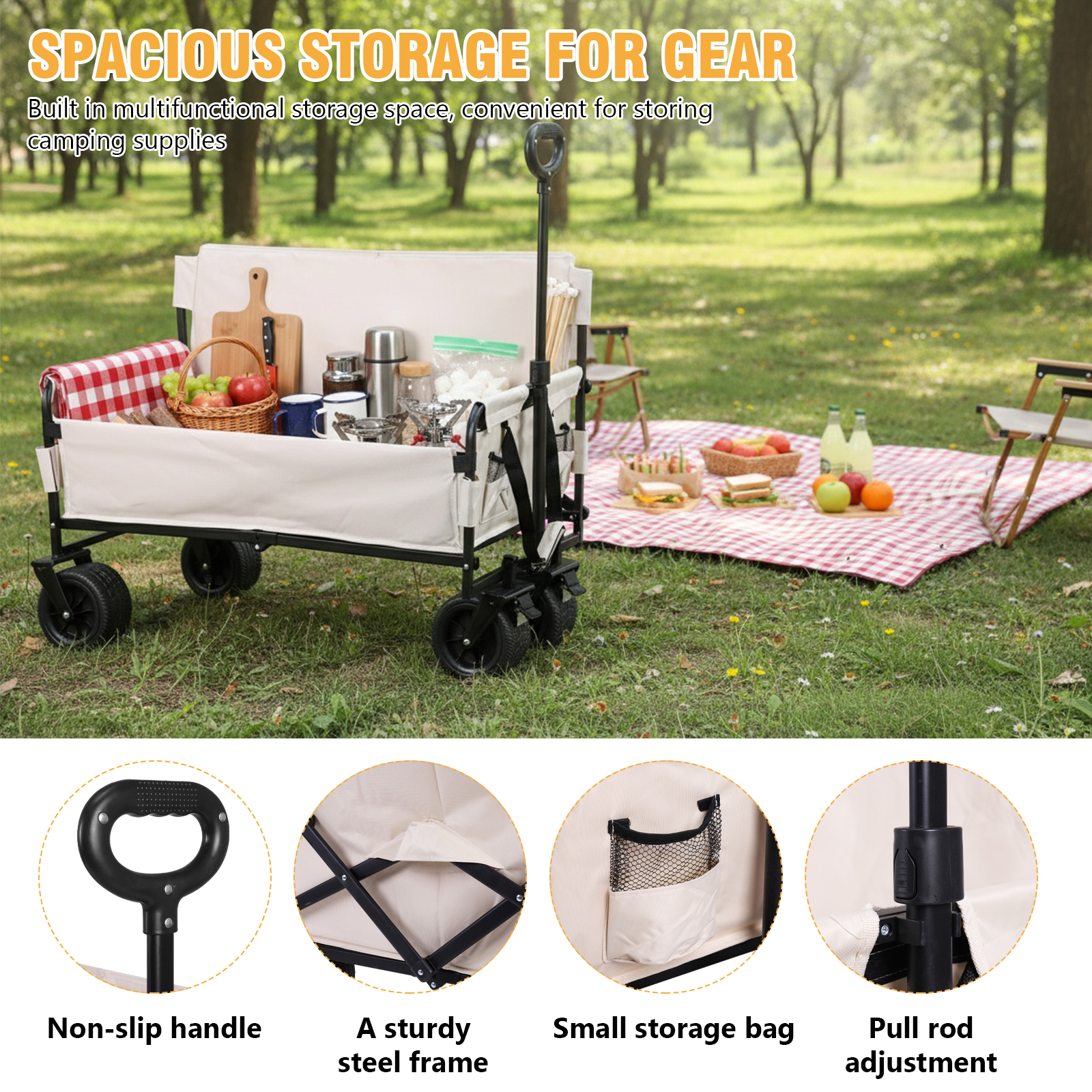 Collapsible Heavy Duty Wagon w - Outdoor Camping Trolley 评论和价格