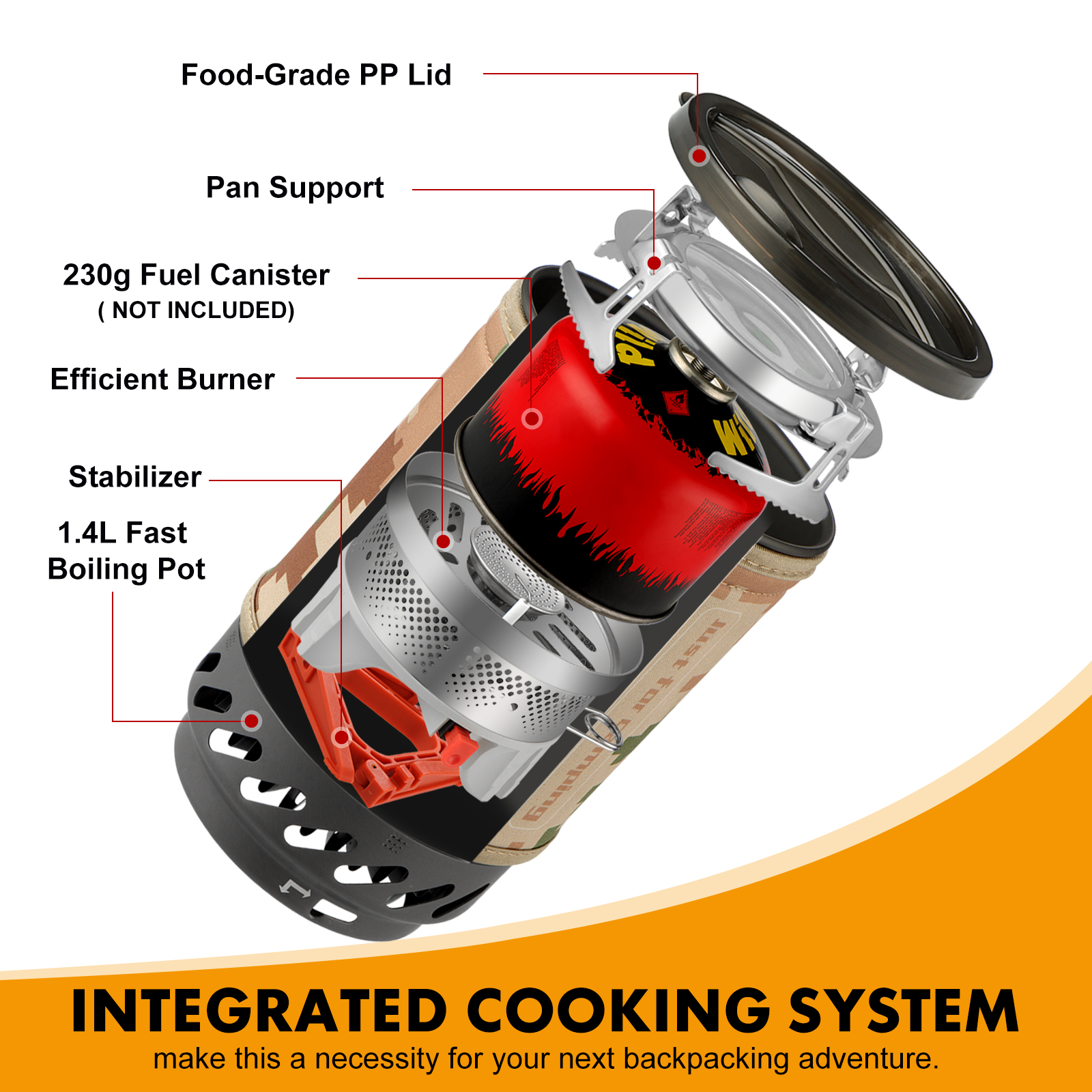 1.4L Portable Cooking System W - Outdoor Camping Gas Heater 评论和价格