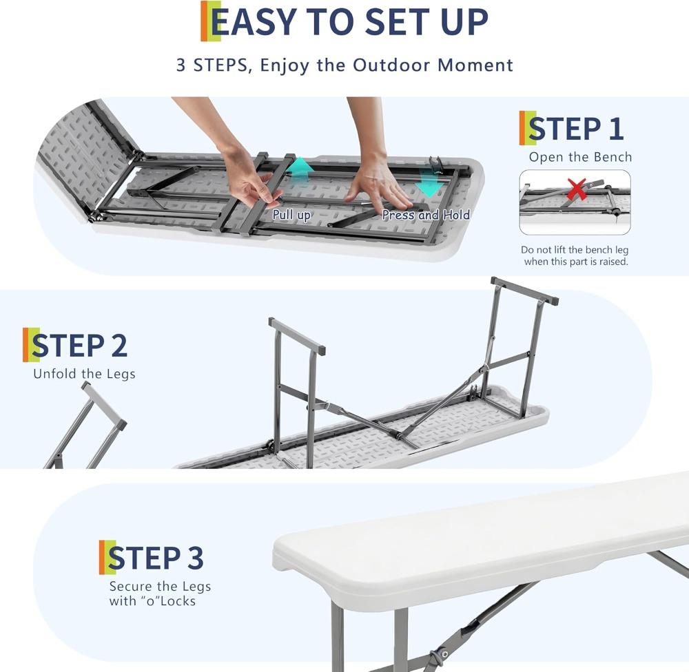 6FT Folding Bench 2 Pack, Port - Outdoor Activities In Camping 评论和价格
