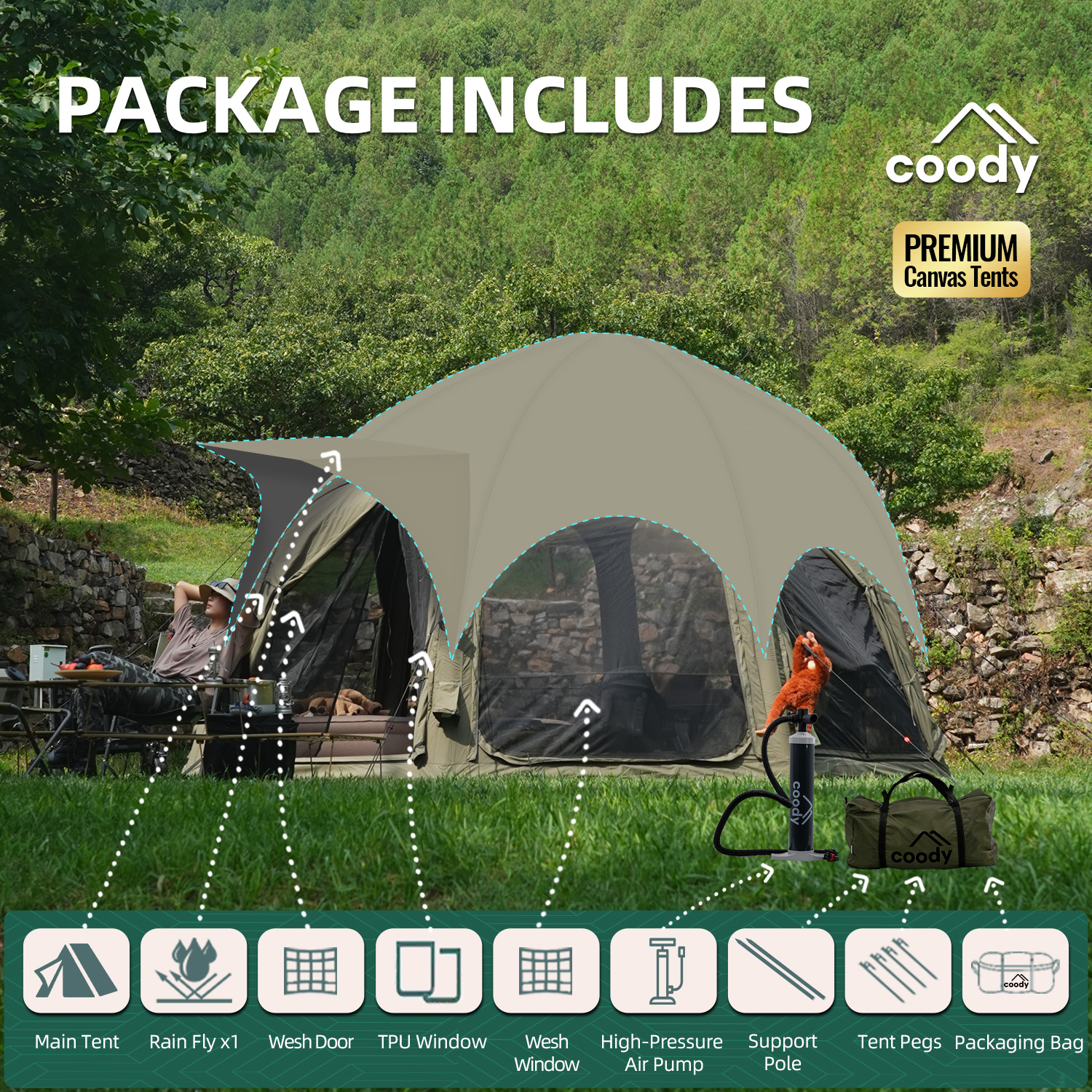 Dome Air Tent-Army Green Dome  - Outdoor Camping Venues 评论和价格