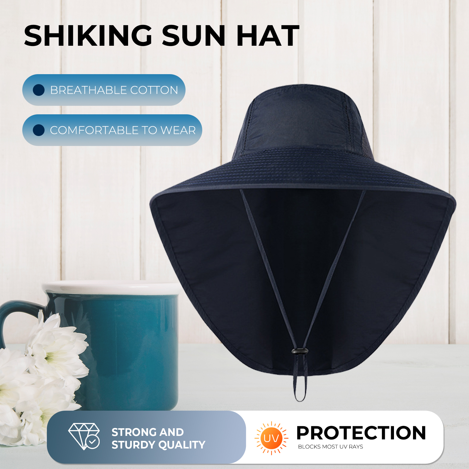 Outdoor UV Protection Sun Hat  - Camping Outdoor Quick Drying Sun Neck Protection Cap Hat 评论和价格