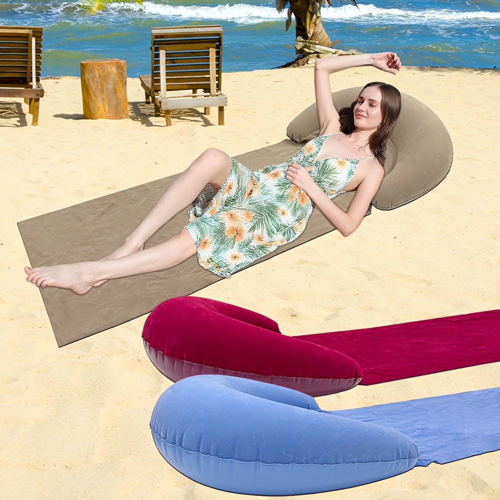 Beach Mat with Inflatable Head - Outdoor Camping Rug 评论和价格